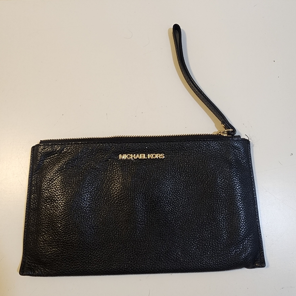 Michael Kors Black Leather Wristlet Wallet